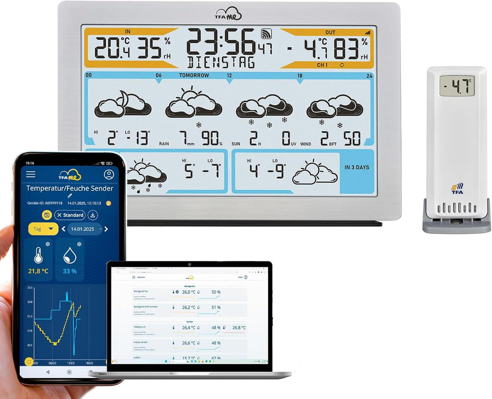 Transmițător de piscină TFA Dostmann TFA-ID ID-A5 Pool, 30.3907.02, compatibil cu sistemul TFA.me, compatibil WLAN, pentru monitorizarea online a piscinelor, iazurilor, băilor cu gheață, de la distanță, măsurarea temperaturii apei, 868 MHz, alb