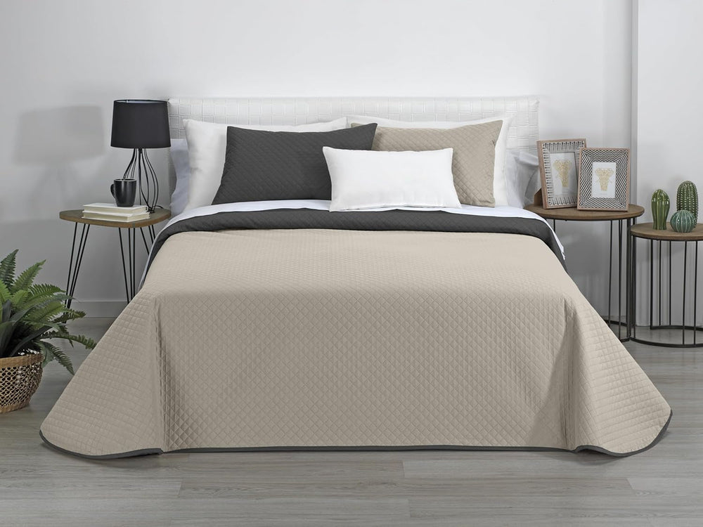 Estoralis | AVA | Cuvertură Boutique Reversibilă | Pentru toate anotimpurile | Culoare - Gri/Antracit | Pentru pat 80/90 cm. pat. (180 X 270 Cm. Ancho X Alto) | Cuvertură cu matlasare Plapumi si pilote Naty Shop