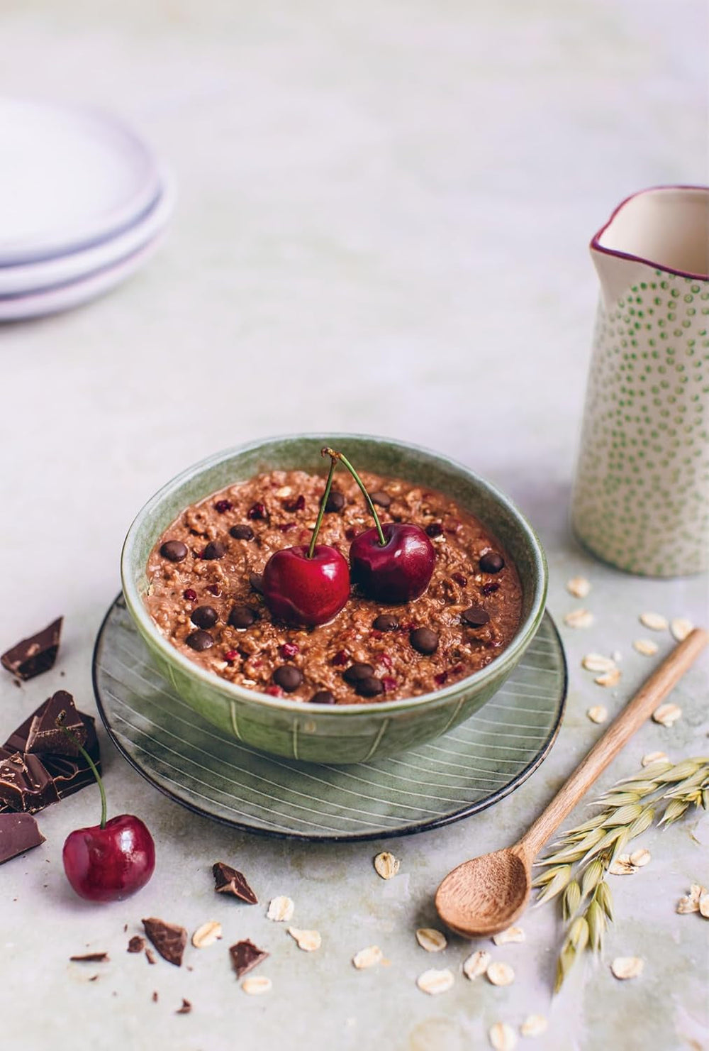 Veganes Porridge Oat Cherry Choc, Oatmal Mit Zartbitter-Schokolade & Kirschen, Einfache Zubereitung, Im Praktischen Portionsbeutel, 1 X 60 G (Packung Mit 3) Cereale Naty Shop