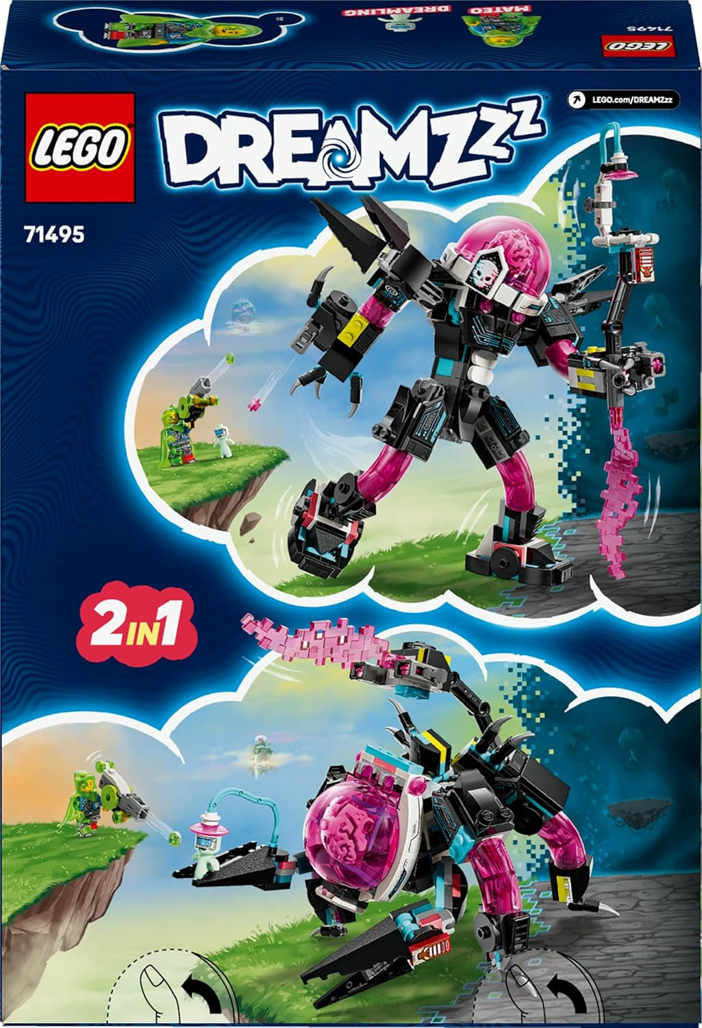LEGO DREAMZzz Mateo vs. Cyberhirn-Mech - Modularer Roboter zum Bauen und Spielen für Mädchen und Jungen ab 8 Jahren - in Skorpionfigur umbaubarn - inkl. Minifigur und Dreamling - Geschenkidee - 71495