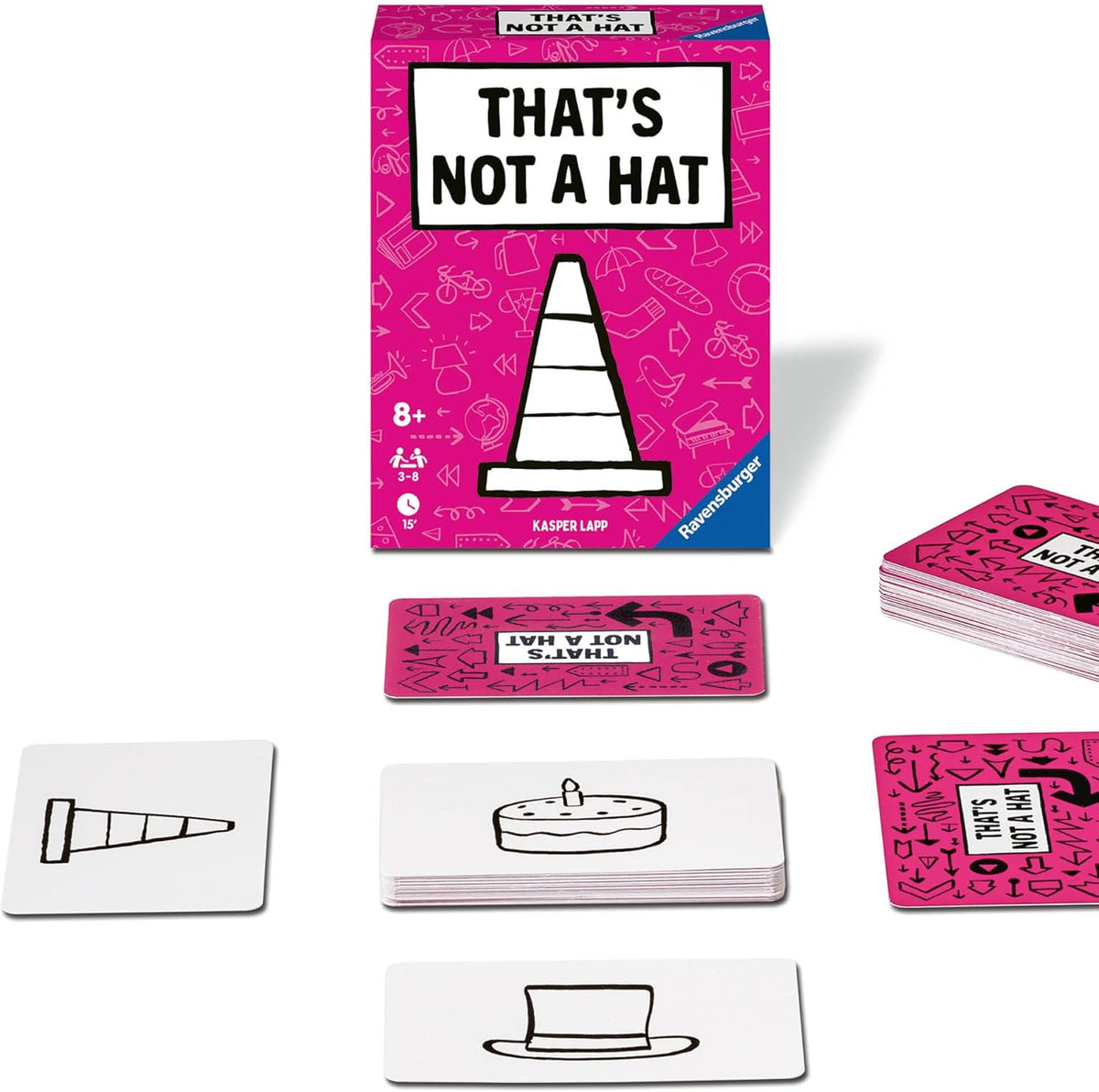 Ravensburger - 20954 Asta nu e o pălărie - Joc de petrecere, joc de cărți pentru 3-8 jucători, divertisment distractiv pentru vârste de 8 ani și peste - Cadouri de ziua de naștere