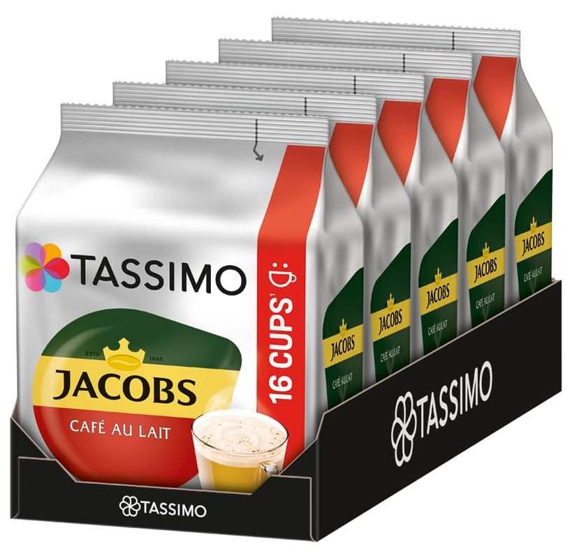 Tassimo Kapseln Jacobs Café au Lait, 5 x 16 Pads, 80 Kaffeekapseln