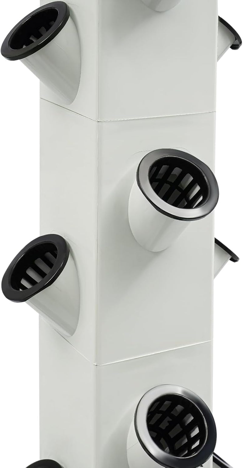 Sistem hidroponic cu 56 de găuri, 7 niveluri, sistem de creștere fără sol, kit de creștere, turn aeroponic, sistem de creștere hidroponic cu pompă de hidratare, temporizator, adaptor, pat germinativ și ghivece cu plasă