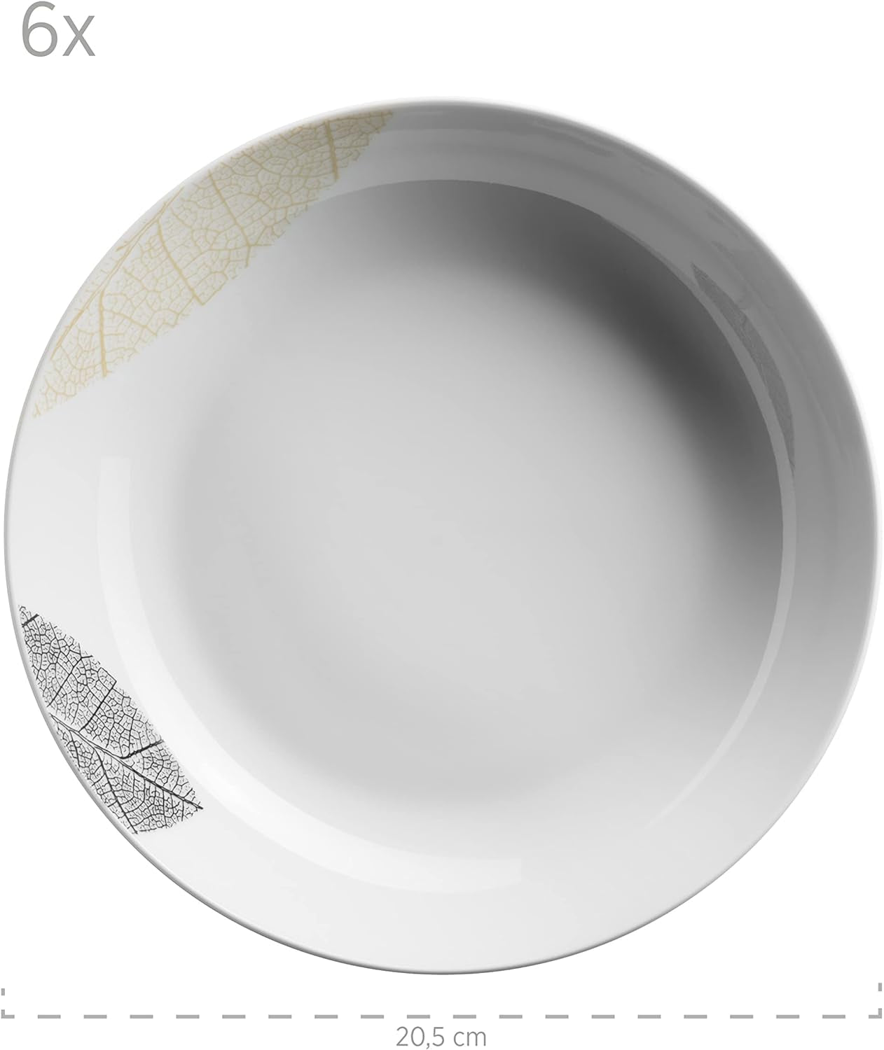MÄSER 931215 Set de veselă frumos decorat pentru 6 persoane, serviciu combinat 30 de piese, cu forme fără rame, porțelan, alb