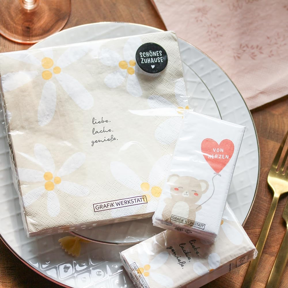 Grafik Werkstatt Serviettes Mit Spruch Groß | 20 bucăți | 16,5 X 16,5 Cm | Gri | Bon Appetit!