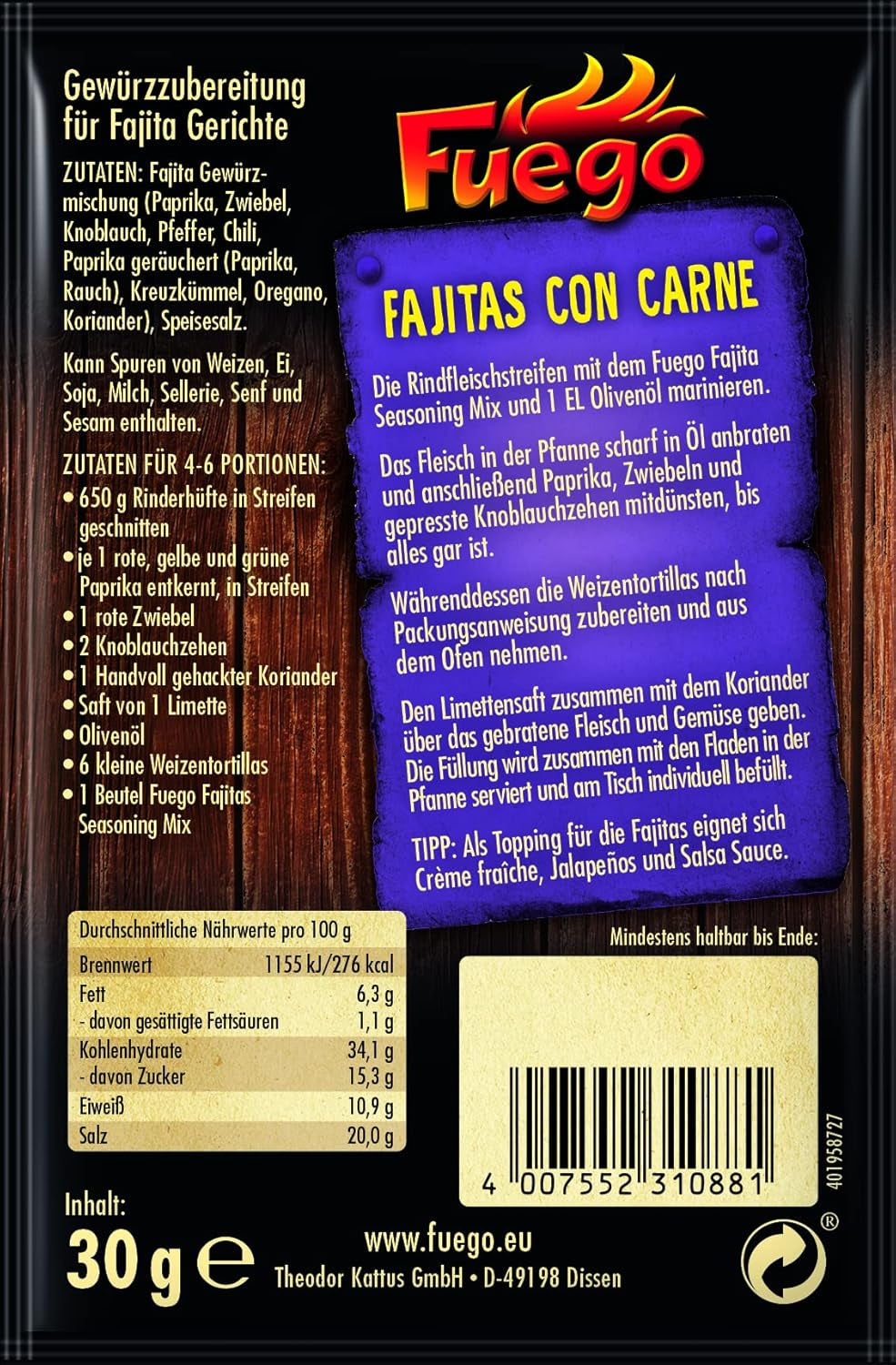 - Fajita Seasoning Mix | 30 g im Beutel