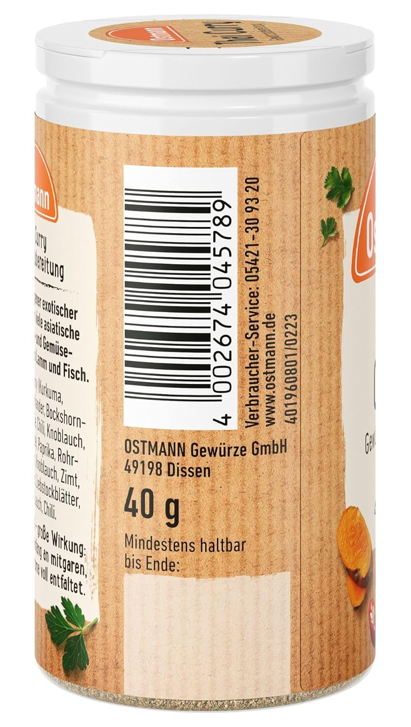 Ostmann Gewürze - Thai Curry Gewürzzubereitung | Nachfüllbare & recyclebare Verpackung | 40 g in der Streudose