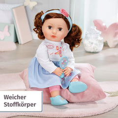 Baby Annabell Sophia Brunette 43Cm, păpușă moale cu păr lung castaniu, incl. haine pentru păpușă, bentiță și perie, 707234 Zapf Creation Papusi Naty Shop