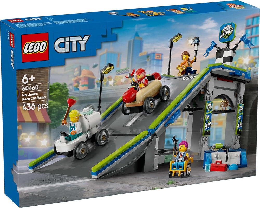 LEGO City No Limits: Soapbox Race With Ramp - Jucărie de construit pentru băieți și fete de la 6 ani - Set cu 2 cutii de săpun și 4 minifigurine Racer - Idee de cadou pentru copii 60460 Seturi de constructie Besuche den LEGO-Store