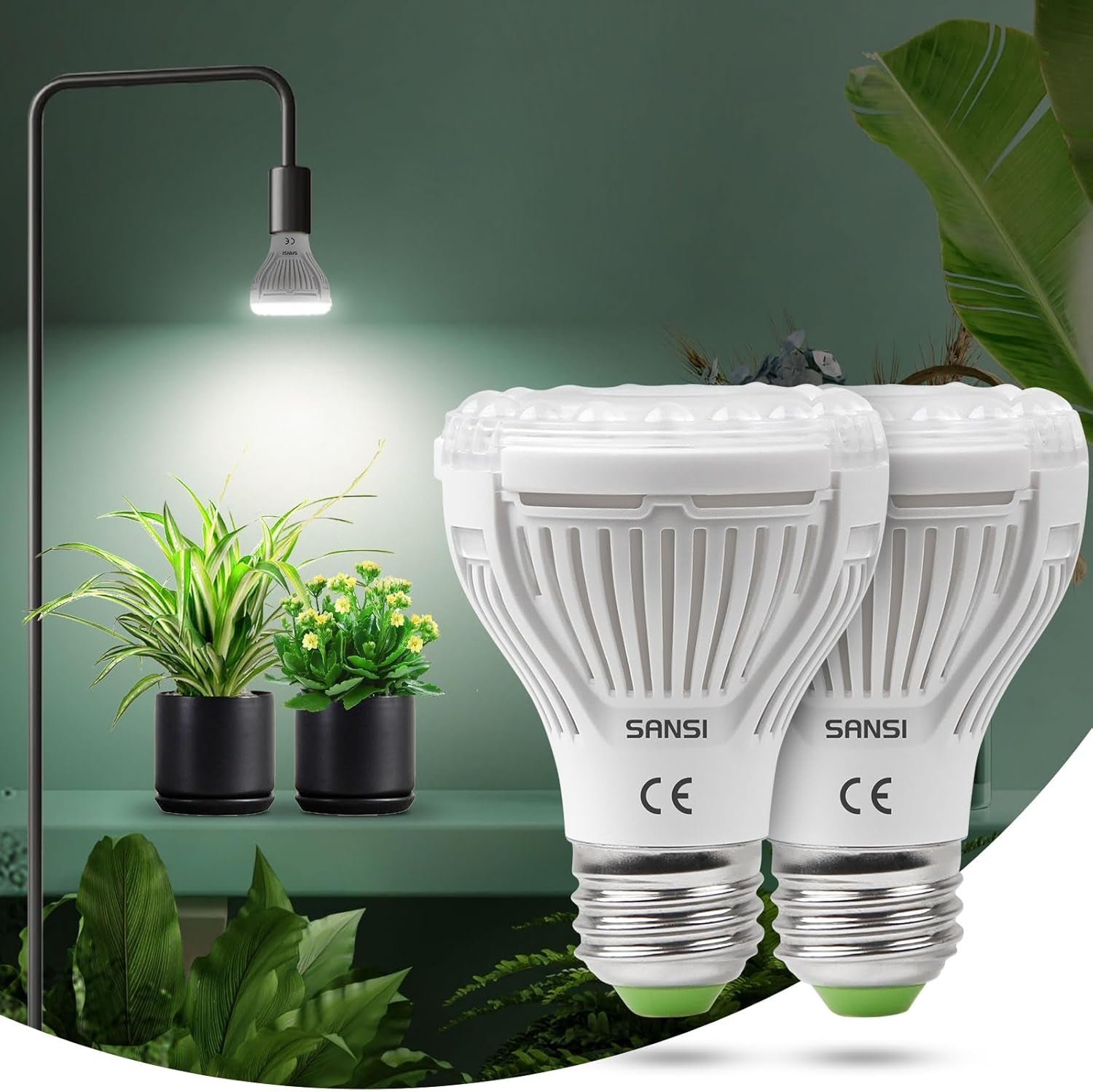SANSI Lampă LED cu spectru complet de 30W pentru plante de interior, echivalent 250W, lampă de creștere E27 cu PPFD ridicat, lampă de creștere 4000K 660nm cu unghi de fascicul de 60° pentru răsaduri, legume, flori, hidroponie