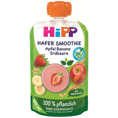 HiPP Bio Quetschie Hafer Smoothie Apfel Banane Erdbeere mit Haferdrink (6 x 120ml), ab 1 Jahr, 100% pflanzlich, ohne Zuckerzusatz, vegan, in bester Bio-Qualität