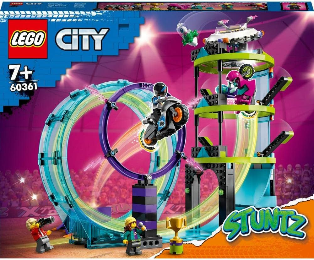 LEGO 60361 City Stuntz Ultimate Stunt Rider Challenge, cascadorii 3In1 pentru 1 sau 2 jucători, cu 2 motociclete de jucărie cu volan pentru copii, set 2023 Seturi de constructie Besuche den LEGO-Store