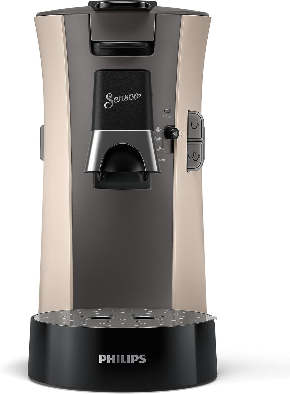 PHILIPS Senseo Select, Espressor cu capsule - Selecție a intensității cafelei Plus, Funcție Memo, Fabricat din plastic reciclat, 1450 wați, 0,9 l, Bej, (CSA240/30)