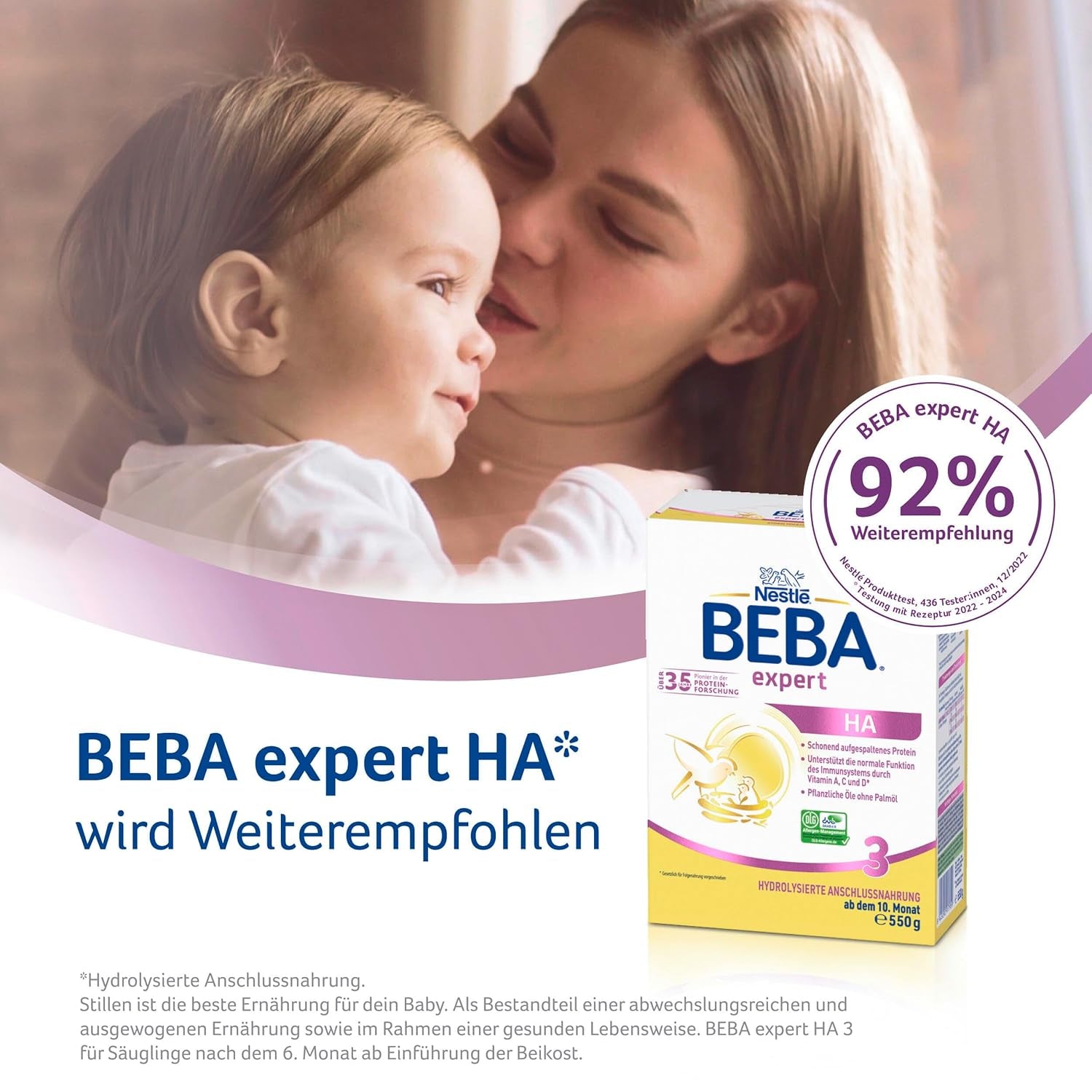 BEBA expert HA 3 Formulă de continuare hidrolizată, de la 10 luni, 1 pachet (1 x 550 g)