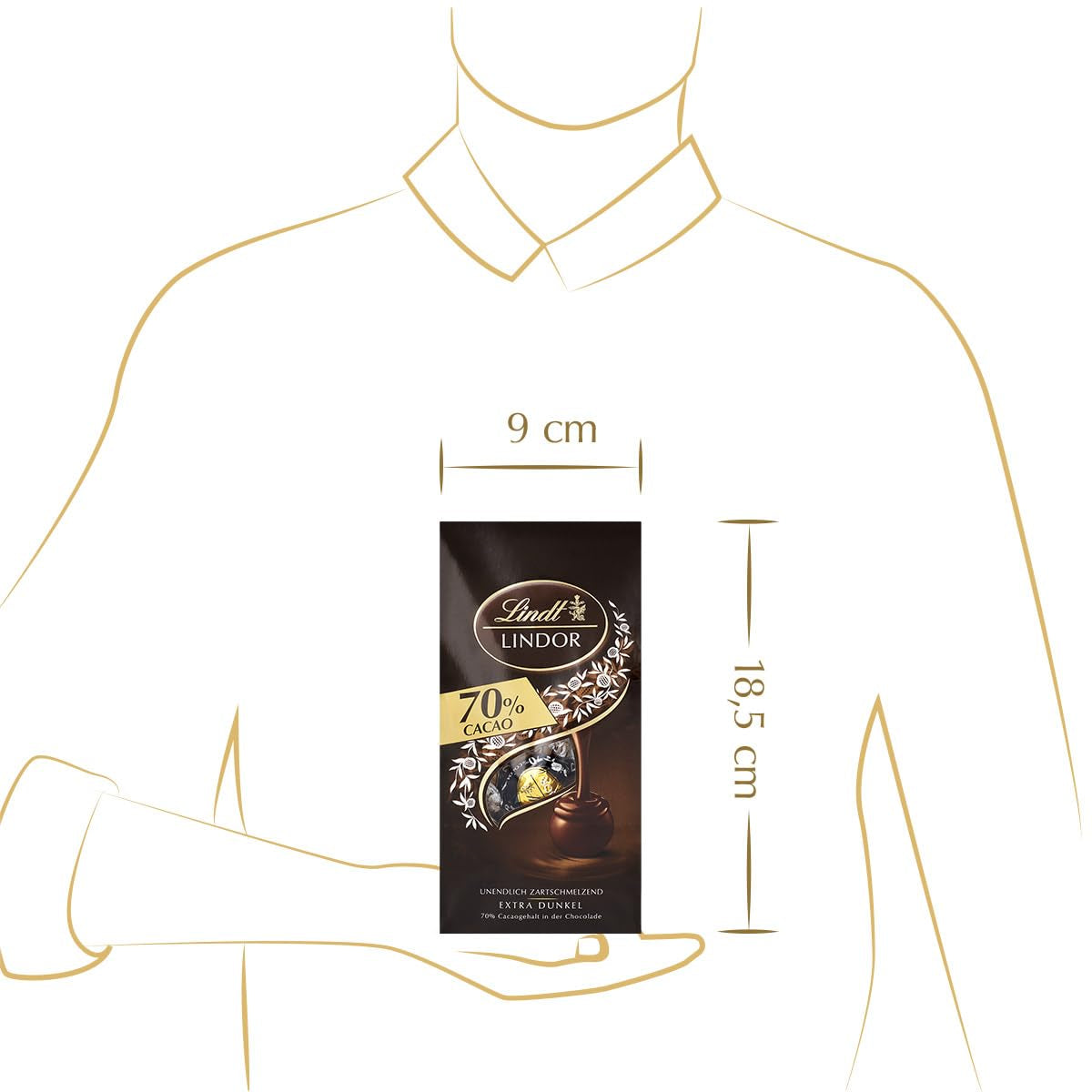 Bile de ciocolată Lindor 70% cacao extra neagră | Pungă de 137 g | Aprox. 10 bile de ciocolată neagră fină cu umplutură care se topește în gură | Cadou de ciocolată | Cadou de ciocolată