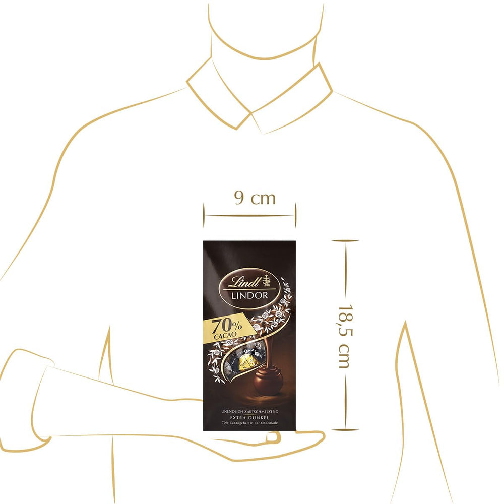 Bile de ciocolată Lindor 70% cacao extra neagră | Pungă de 137 g | Aprox. 10 bile de ciocolată neagră fină cu umplutură care se topește în gură | Cadou de ciocolată | Cadou de ciocolată