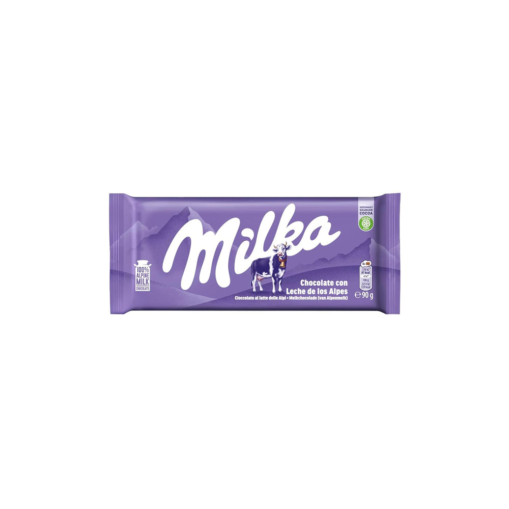 Milka Cow Spots – Ciocolată cu lapte alpină cu ciocolată albă în design cu pete de vacă – 24 x 90g