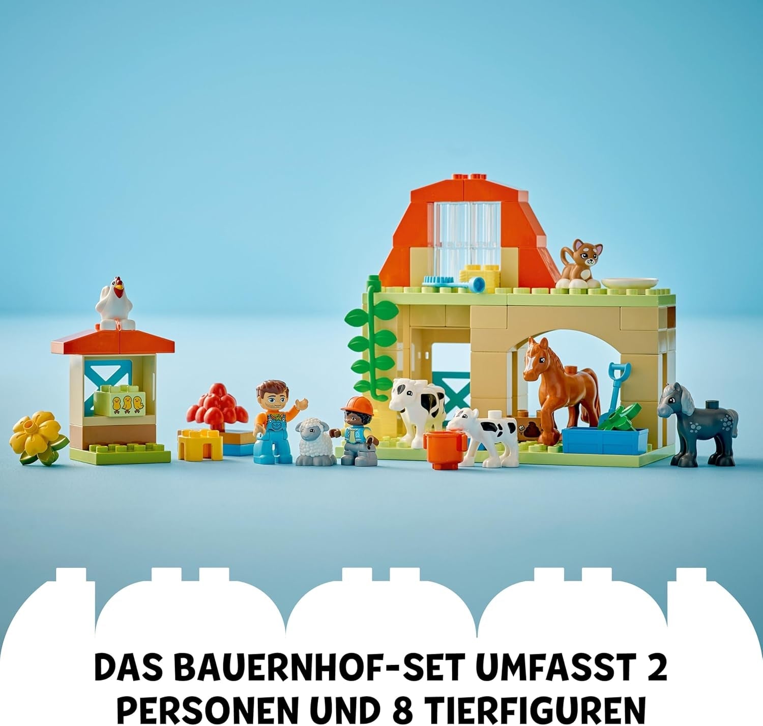 LEGO DUPLO Town Tierpflege auf dem Bauernhof - Spielzeug für Kinder - Montessori Spielzeug -Bauernhof mit Tierfiguren - Pferd, Kuh und Huhn - Lernspielzeug für Mädchen und Jungen ab 2 Jahren - 10416