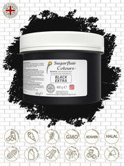 Colorant alimentar Sugarflair Max Concentrated Black, colorant alimentar foarte concentrat pentru marțipan și fondant, colorant pastă Max Concentrate - 400 g