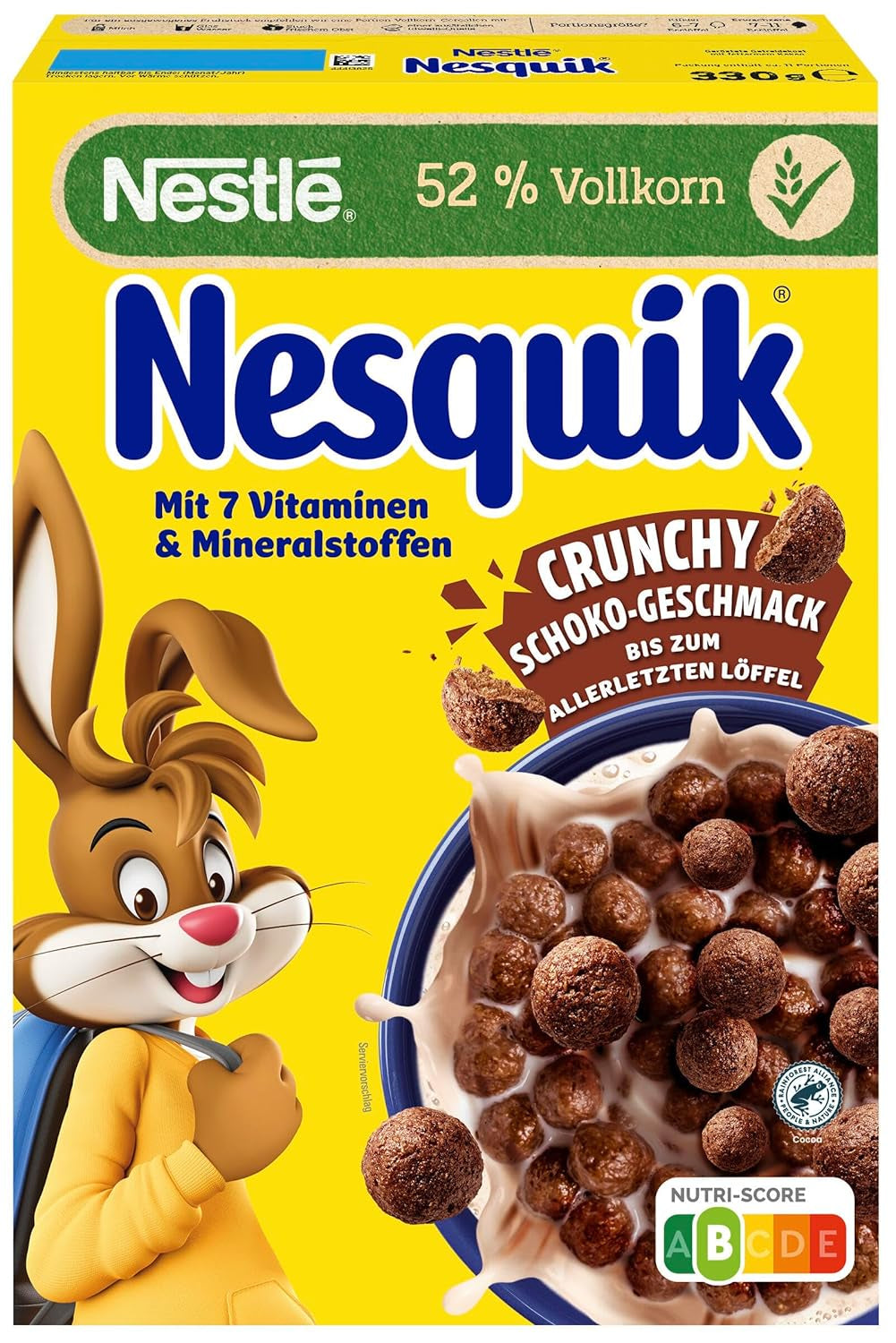 Nesquik Nestlé Nesquik Crunchy Breakfast, Cereale cu ciocolată și cereale integrale, 1 pachet (1 x 330g)