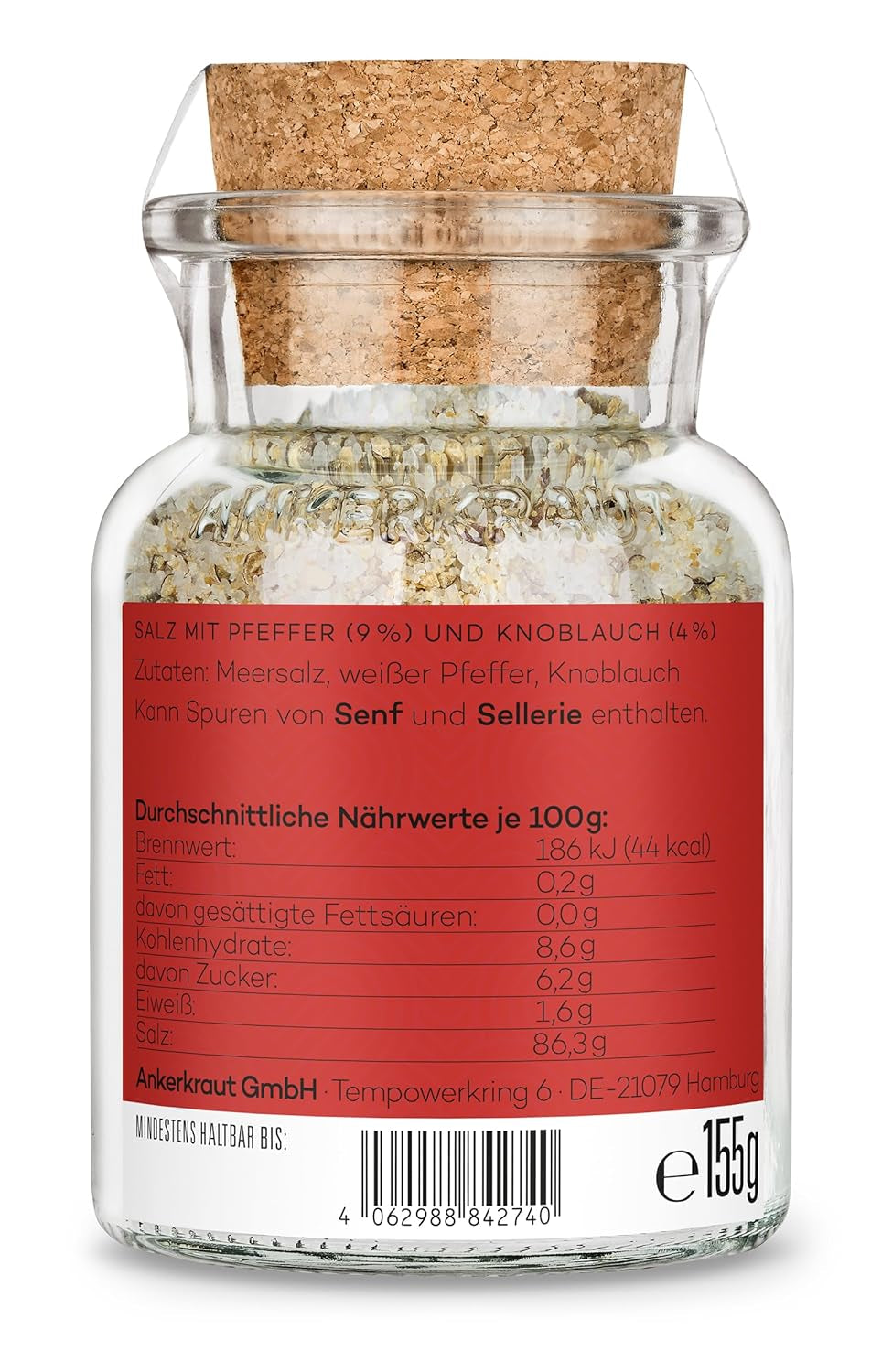 Ankerkraut "Merry Crisis" Anlass-Gewürz, Aioli Pfeffer Salz zum Verschenken, Gewürz Geschenk mit Knoblauch, 155 g im Korkenglas