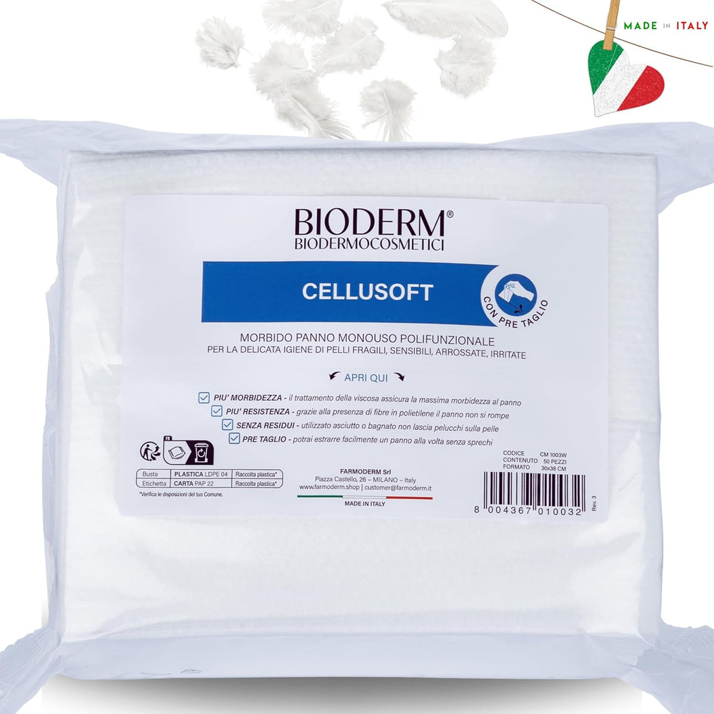 BIODERM Cellusoft – șervețele umede moi, multifuncționale, de unică folosință, din viscoză și poliester – șervețele multifuncționale pentru igiena delicată a pielii sensibile și înroșite a vârstnicilor și copiilor – 30 x 38 cm (50