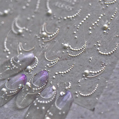 JMEOWIO 3D Nagelsticker Perlenlinie Nail Art Sticker Selbstklebend Nagelaufkleber 5D Stereoskopisch Dekoration Nageldesign Zubehör 1 Blatt