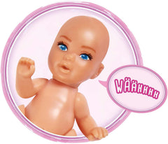 Simba 105733480 - Steffi Love Babyglück, Schwangere Puppe mit Baby und tollen Sounds, Babyzubehör und Babyschale