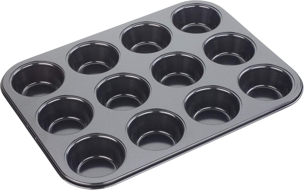 Tala Performance Muffin-Blech, 6 Löcher, Jumbo-Größe, Karbonstahl Von Professioneller Stärke, Mit Antihaftender Eclipse-Beschichtung, Schwarz Matrite si tavi pentru copt Naty Shop 12 Muffinbecher