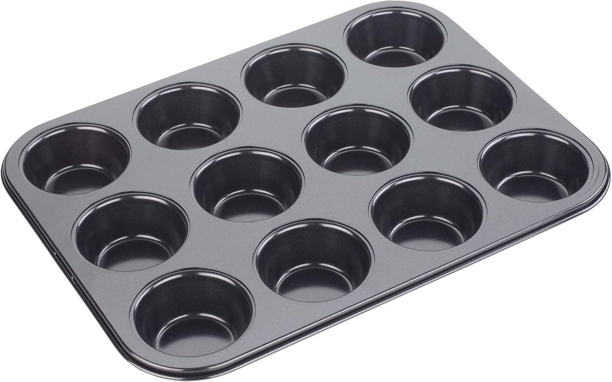 Tala Performance Muffin-Blech, 6 Löcher, Jumbo-Größe, Karbonstahl Von Professioneller Stärke, Mit Antihaftender Eclipse-Beschichtung, Schwarz Matrite si tavi pentru copt Naty Shop 12 Muffinbecher