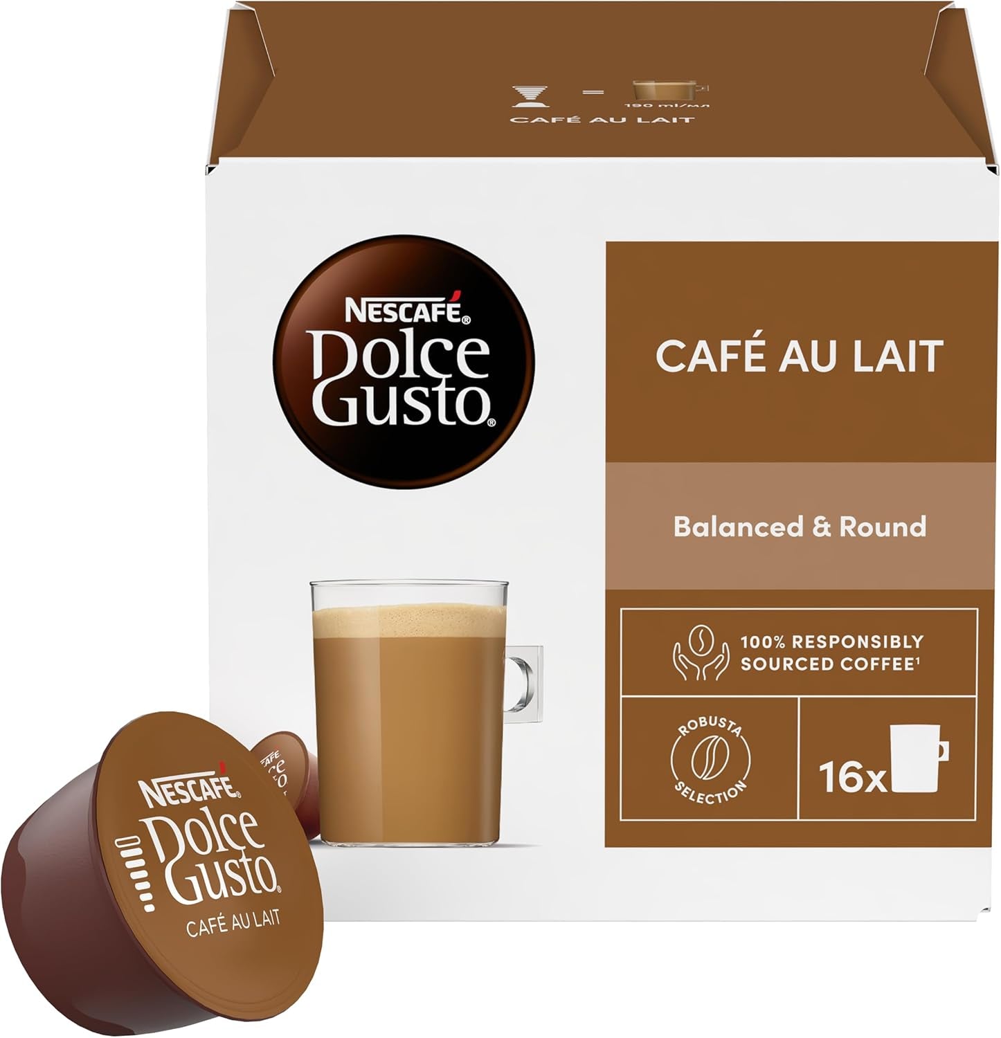 Nescafe Dolce Gusto – Dolce Gusto Café au Lait 16 CAPSULES 160 g (X6)