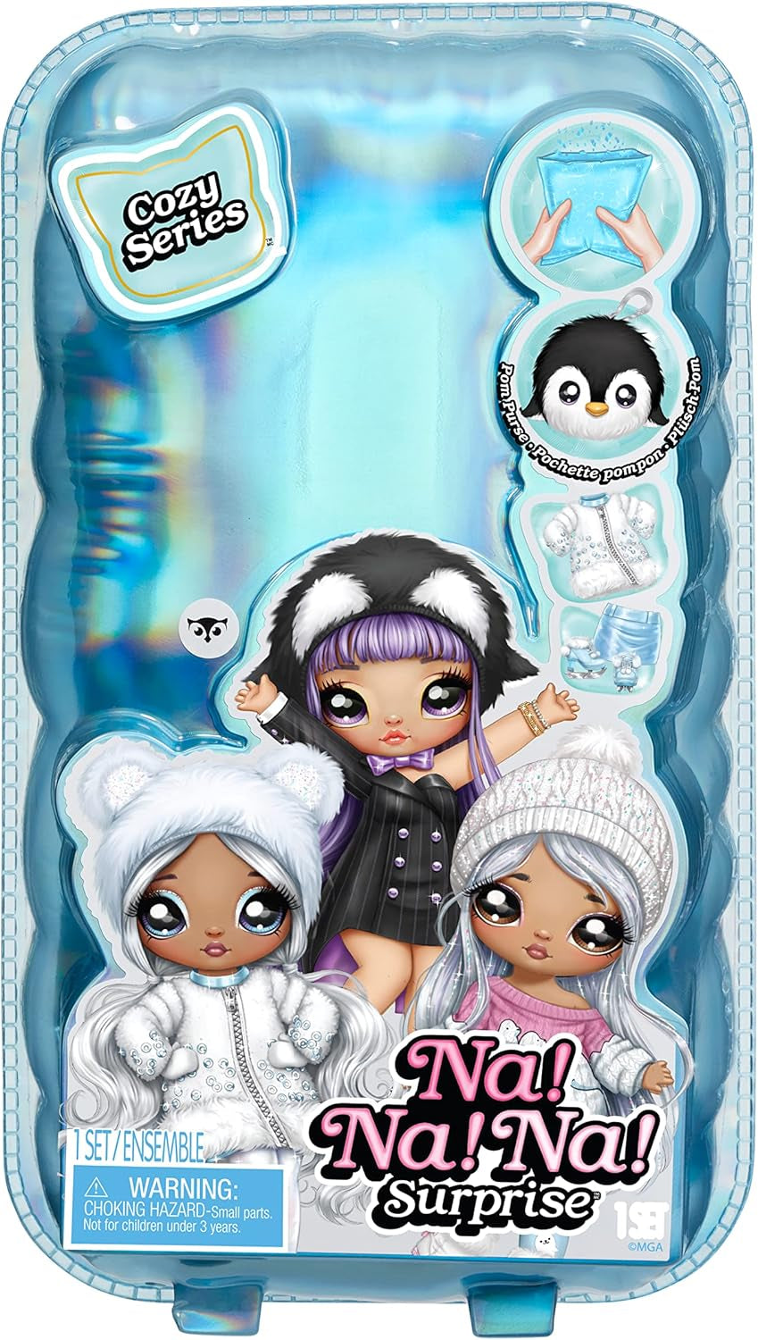 NA! NA! NA! SurpriseCozy Serie – Evie VON HOO – Schneeeule Modepuppe aus weichem Plüsch mit weißen Haaren,Mütze,Outfit und Flauschiger Anhängetasche – Tolles Geschenk für Kinder ab 5 Jahren 119357EUC