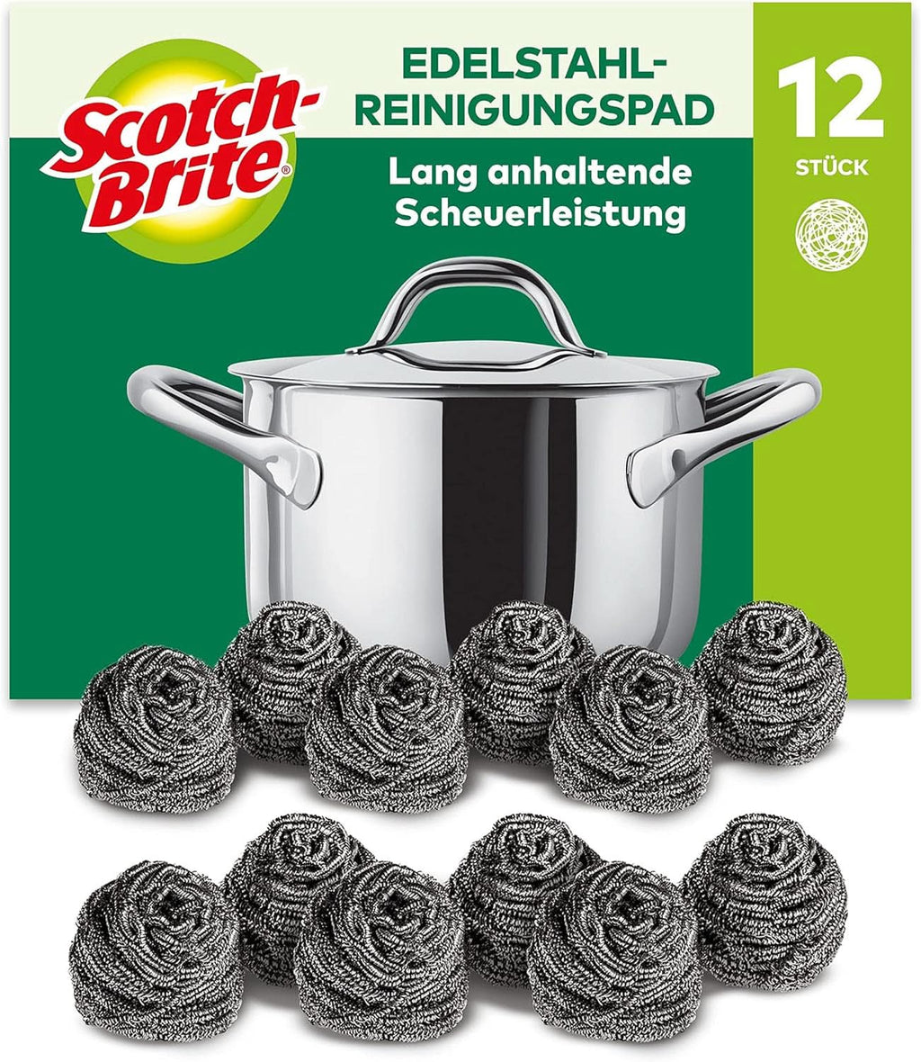 Scotch-Brite Classic Pot Cleaner, 16 bureți per pachet, burete pentru bucătărie - curăță puternic și eficient Detergenti Bucatarie Naty Shop Argintiu Spiralate din oțel inoxidabil