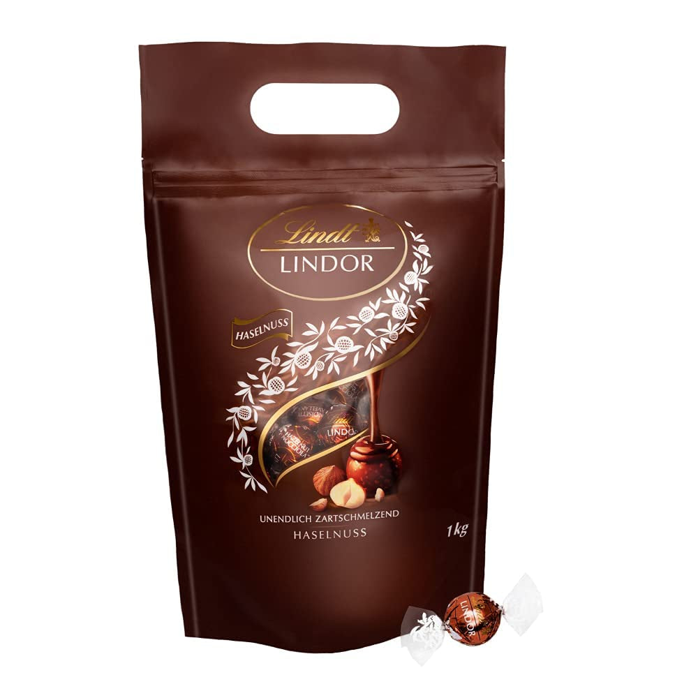 Bile de ciocolată LINDOR cu alune, pungă de 1 kg + butoi Johnnie Walker Sherry 0,7 litri