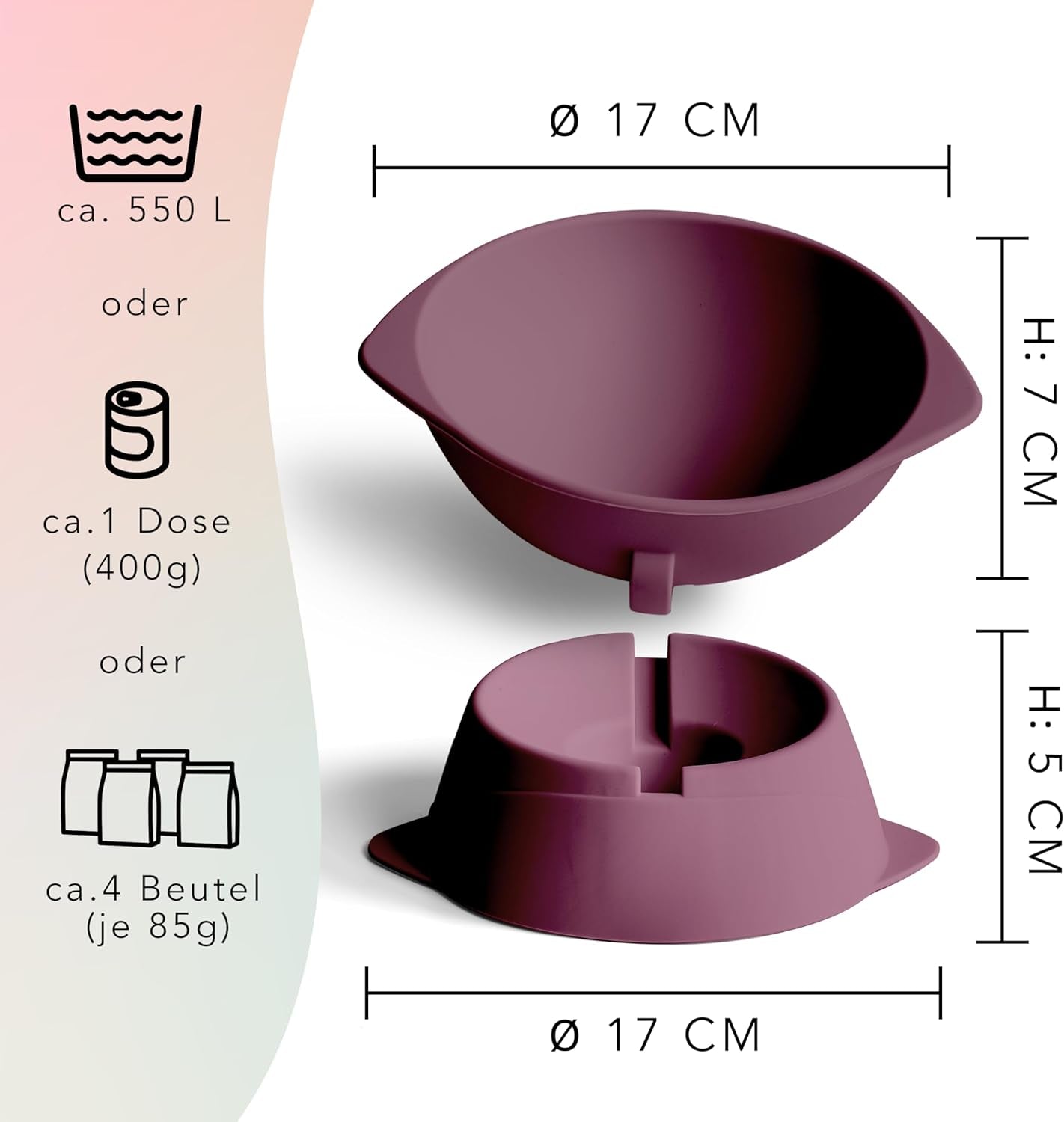 Bol pentru pisici ne&no® din silicon cu înclinare reglabilă | Bol pentru hrănirea pisicilor ridicat | Bol pentru hrana pisicilor