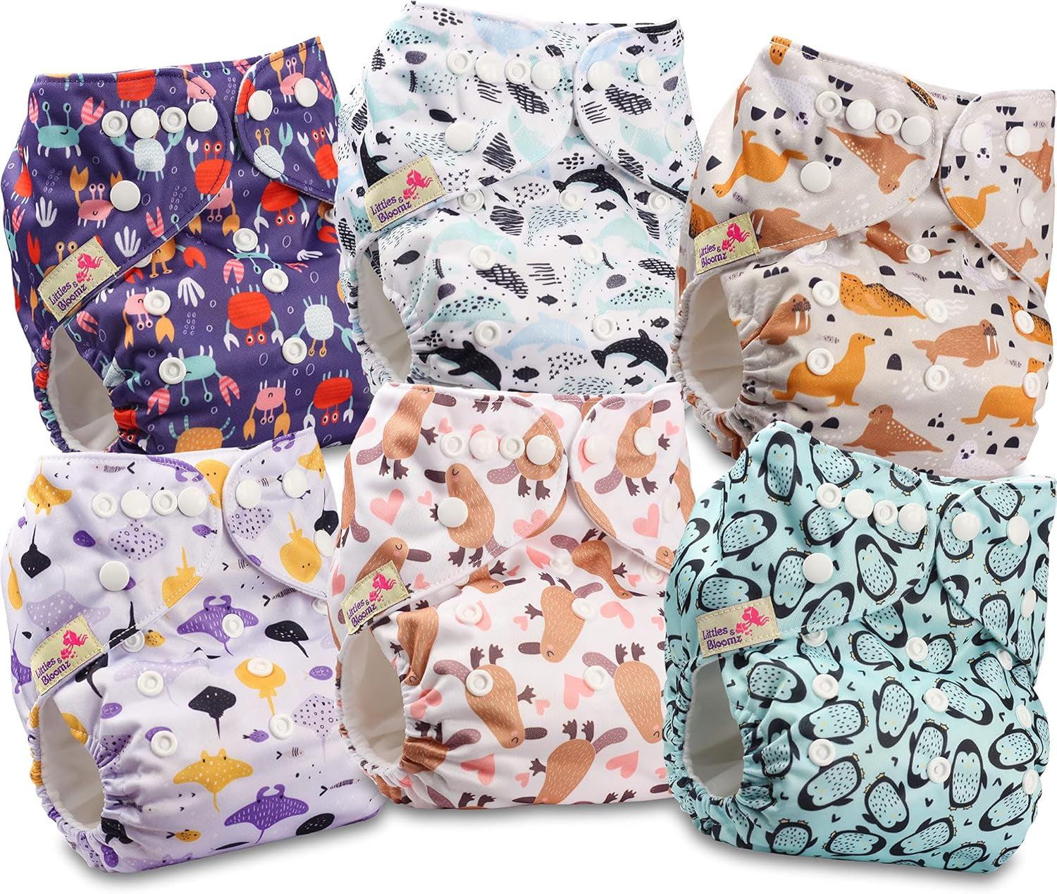 Scutec reutilizabil Littles and Bloomz FLP2-0406, cu capsă standard, 4 scutece