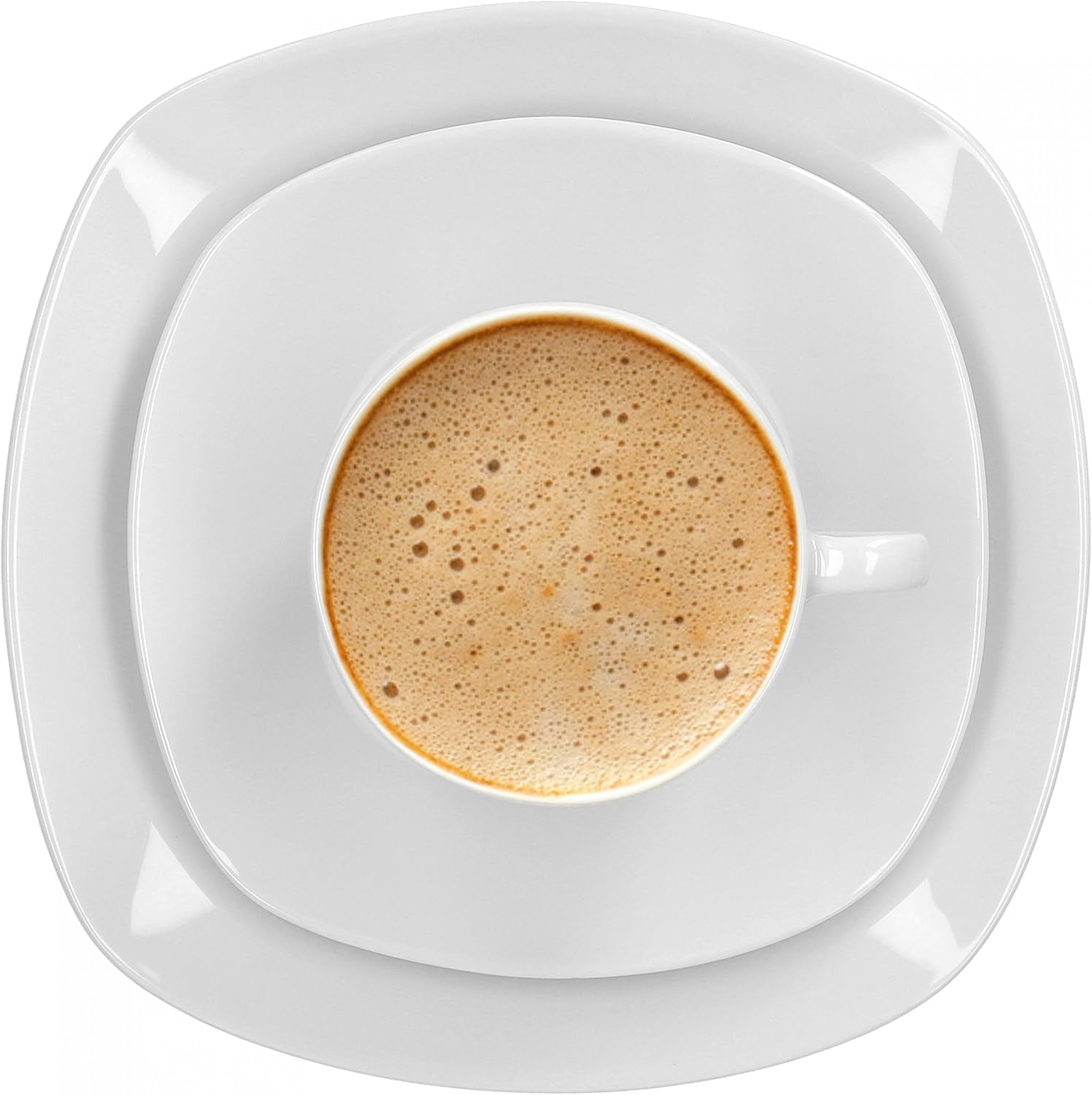 Serviciu de cafea Van Well Lilli pentru 12 persoane, set de veselă pătrată din porțelan, albă, cu 36 de piese, cu margini curbate pentru o masă de cafea perfect aranjată – potrivit pentru mașina de spălat vase