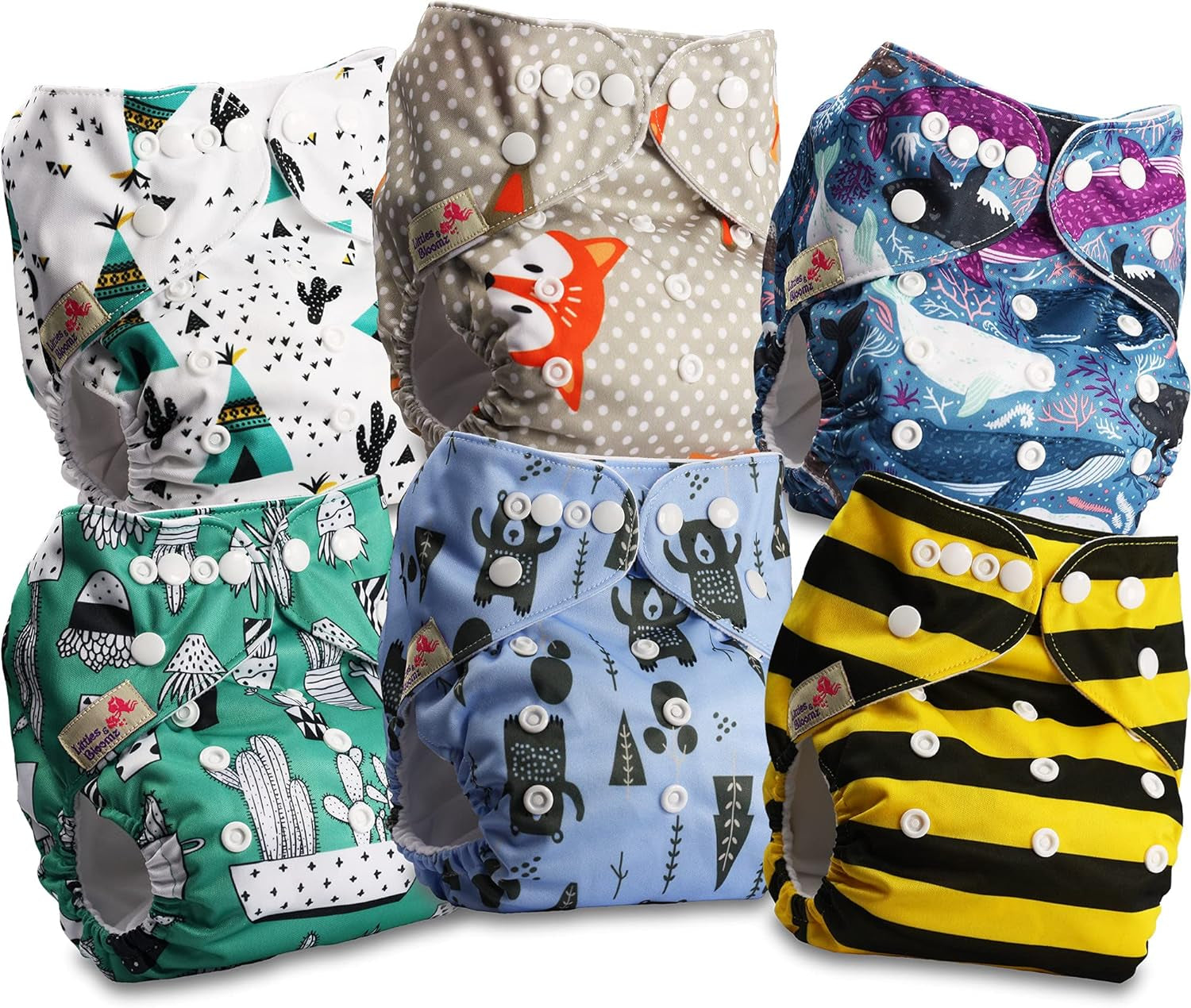 Scutec reutilizabil Littles and Bloomz FLP2-0406, cu capsă standard, 4 scutece