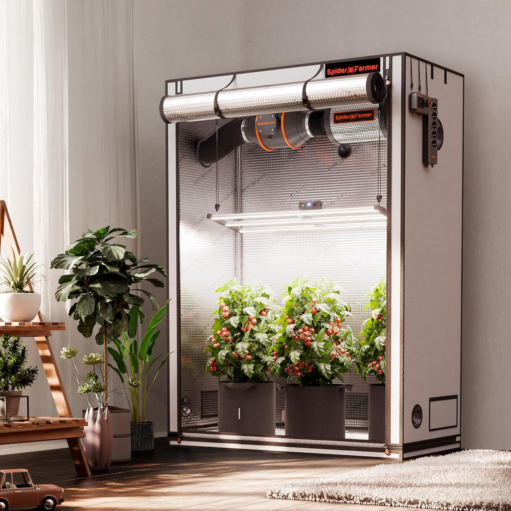 Cort de creștere Spider Farmer Pro 70x140x200 cm, cu ușă rulantă, fereastră de observare, panou de podea detașabil, material textil Mylar 2000D, pentru cultivare hidroponică în interior cu SF4000, G4500, SE4500