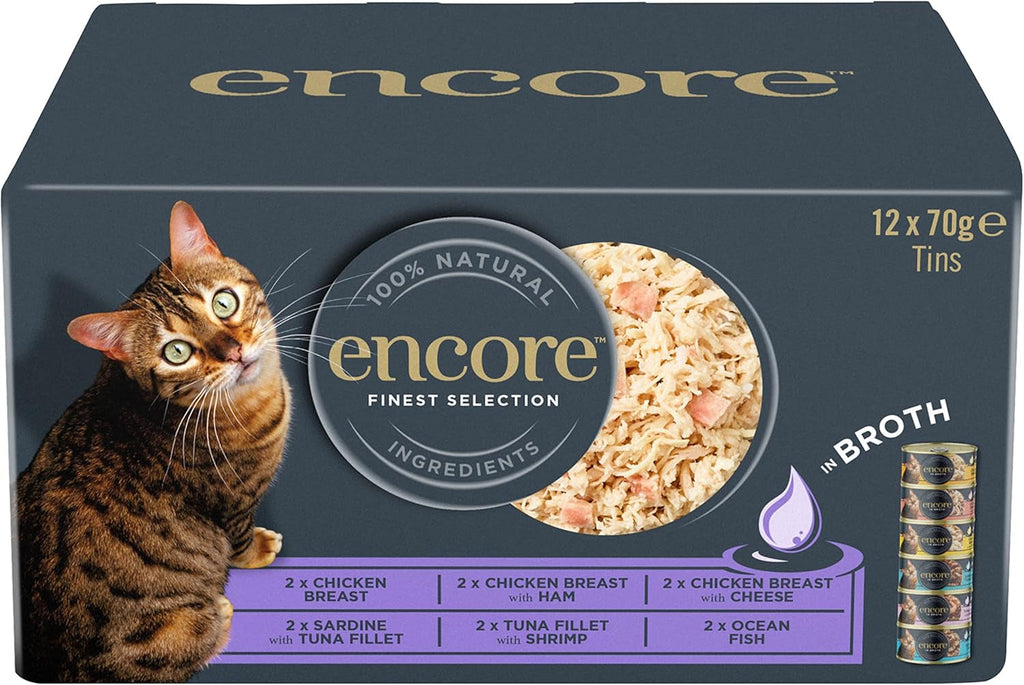 Encore Premium 100% Natural Hrană umedă la conservă pentru pisici cu sardine și file de ton - pachet de 16 X 70G