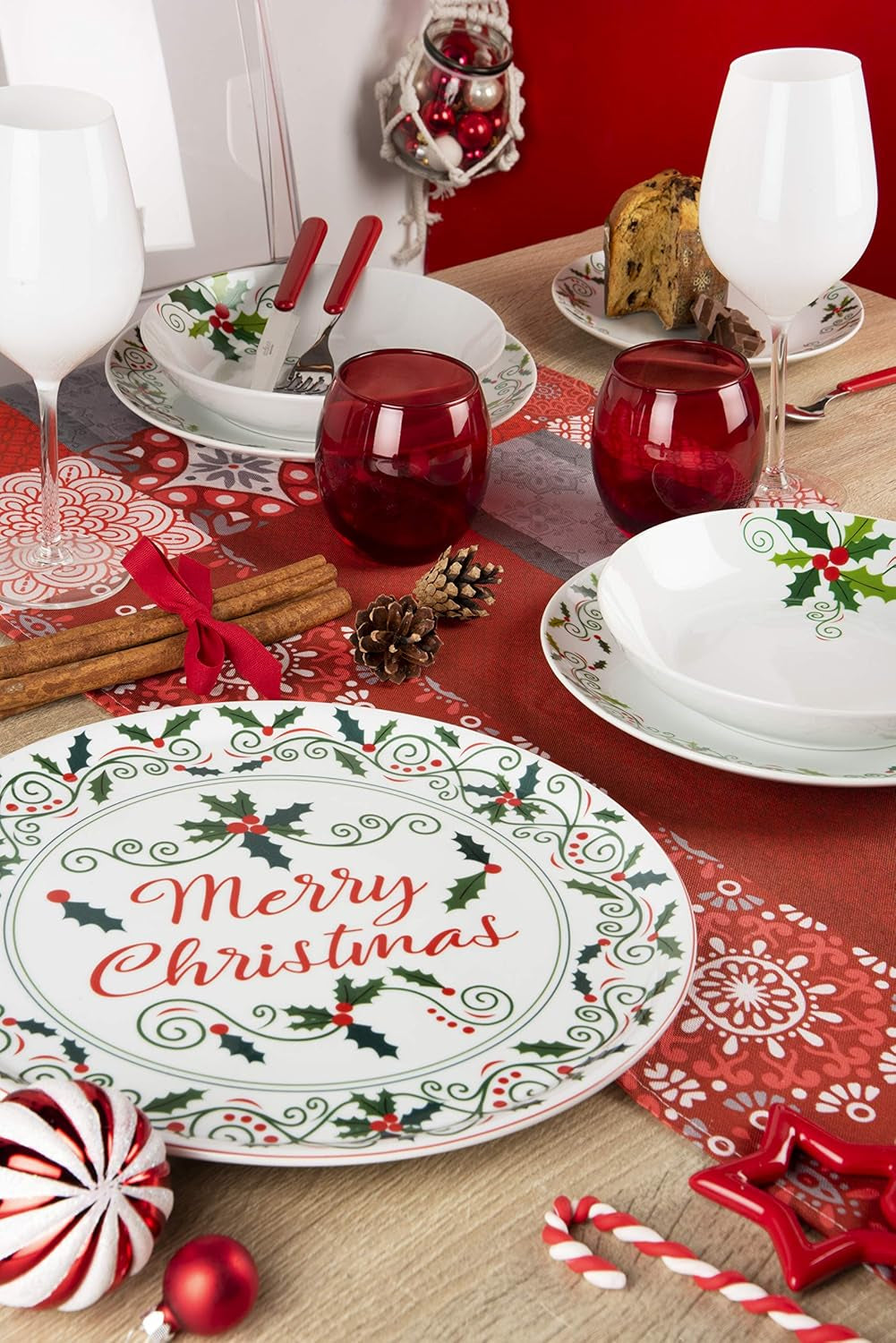 Excelsa SERV.TAV.18 PZ CHRISTMAS HOLLY Weiß