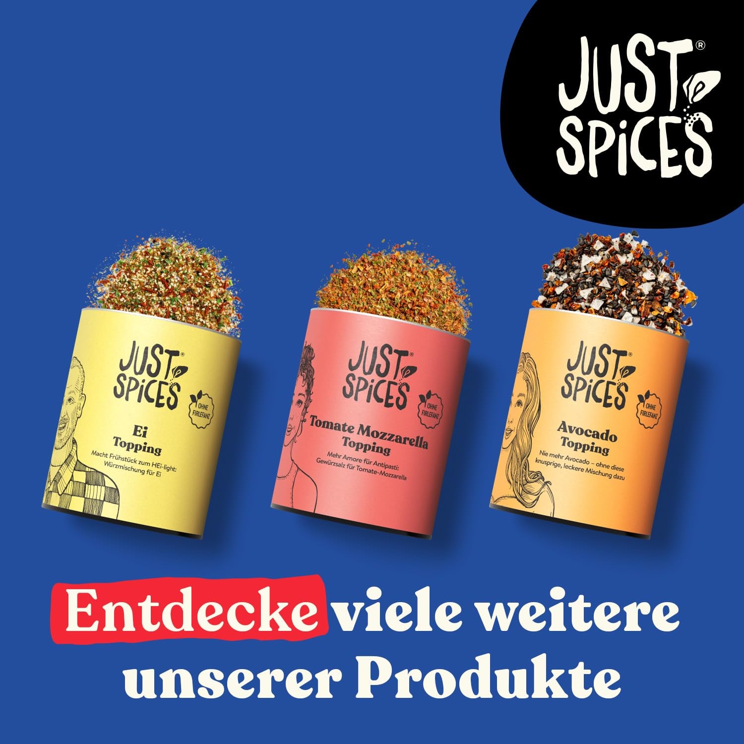 Just Spices Ei Topping I Streue Geschmack auf alle Ei-Speisen vom gekochten Ei bis Spiegelei I Gewürzdose, 55 g