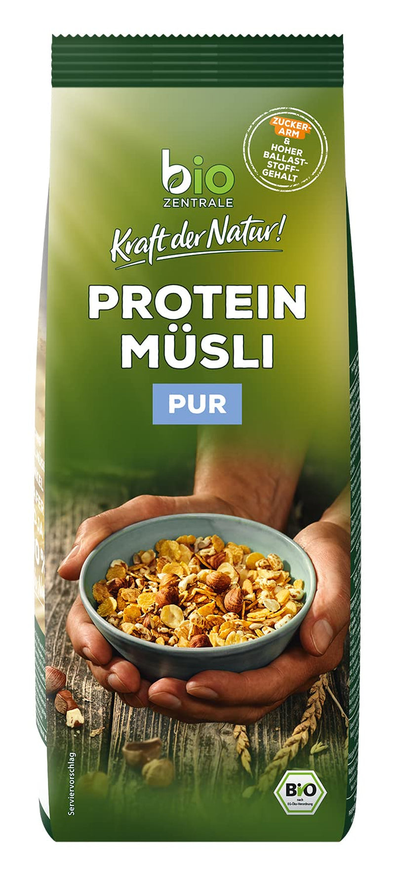 Muesli proteic pur Biozentrale - 375g - Organic cu miere - Ca cereale pentru micul dejun sau ca gustare