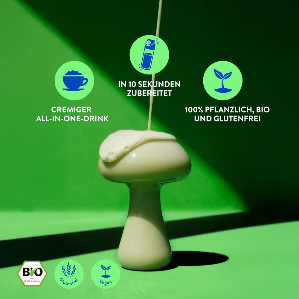 Blue Farm Bio Matcha Oat Latte auf Haferbasis ohne Zuckerzusatz - Mit dem Vitalpilz Lion's Mane - Vegan - laktosefrei & glutenfrei (300 g, Matcha)