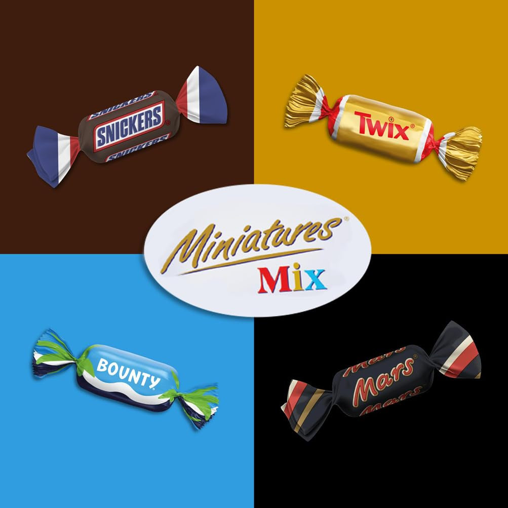 Mix de miniaturi, Mars, Snickers, Bounty & Twix, Batoane clasice în format mini, 296 Batoane, 3Kg Bomboane de Ciocolata Naty Shop