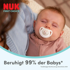 Suzete NUK First Choice Night pentru bebeluși | 6-18 luni | Suzete ortodontice care strălucesc în întuneric | Calmează 99% dintre bebeluși** | Hipopotam/Koala | Pachet de 2