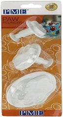 PAW203 Forme de biscuiți cu motiv de amprentă de lăbuță, 3 bucăți, plastic AMS, alb