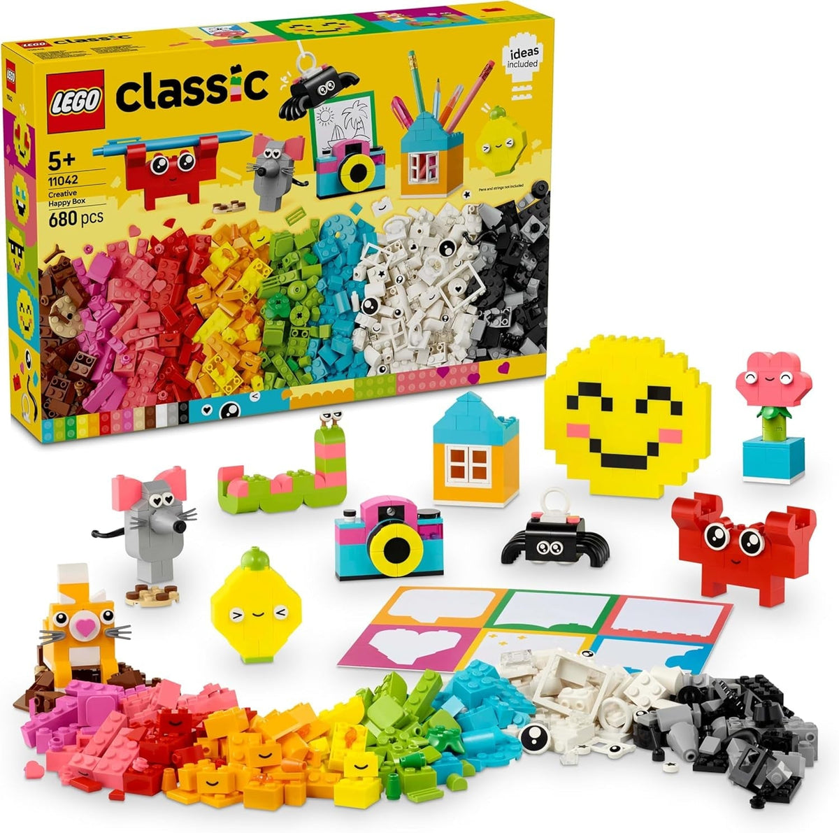 LEGO Classic Creative Fun Box, Cărămizi de construcție colorate pentru jocuri de rol imaginative, Set de construcție pentru începători, Jucării pentru fete și băieți de la 5 ani, Modele de reconstruit 11042 Seturi de constructie Besuche den LEGO-Store Titlu implicit