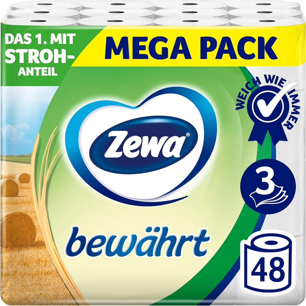 Zewa Proven - 48 role - Prima hârtie igienică cu conținut de paie - 3 straturi