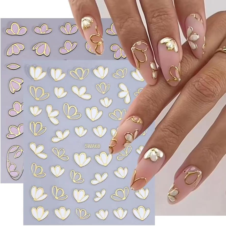 JMEOWIO Nagelsticker Blume 9 Blatt Nail Art Sticker Selbstklebend Nagelaufkleber Frühling Sommer Floral Dekoration Nageldesign Zubehör